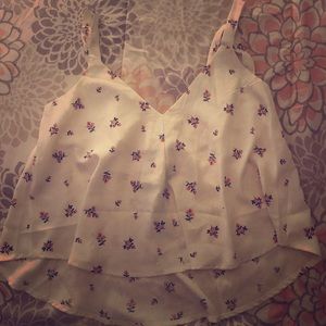 White With Flower Design Blouse